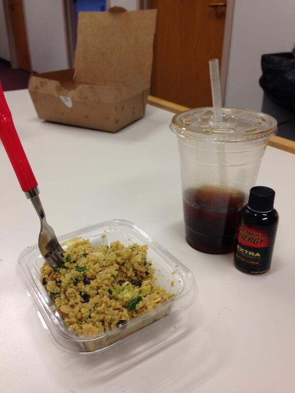 CBD42O's tweet image. Thomas: gyro and fries. Kyra: quinoa and like 90 caffeine units #pray4kyraandtom #2muchwork #whyarewestillhere #😰