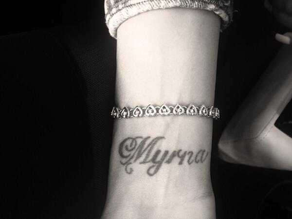 Darkskin's tweet photo. Awwww, thats sweet. RT @msblairr: Only name I will ever get tatted on me. Mama!! I love u! โค๐ http://t.co/KaqVMKOGa8 #ImTatted