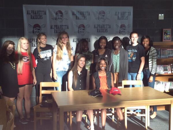 S/O to Caroline Embry (Harding) &amp; Natalie Bordes (UGA) for signing track &amp; field scholarships this AM!! #raidernation