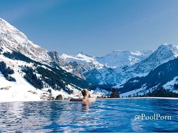 PoolPorn's tweet photo. Great mountain view. But looks really cold. http://t.co/r03B1ecrih
