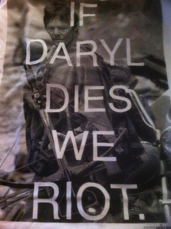 RAWFootageKC's tweet photo. Yesterday, The Wife brought me the best @WalkingDead_AMC t-shirt EVER. Even on Mothers Day, #IfDarylDiesWeRiot http://t.co/sGi3j6e9R0