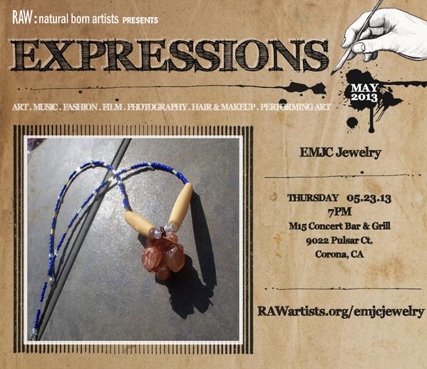 RiversideRAW's tweet photo. Featured artists EMJC Jewelry! Join us at EXPRESSIONS showcase, May 23rd! Doors open at 7pm @m15concerts  #RAWartists http://t.co/lMxXekt9xq