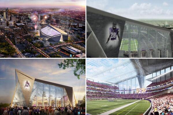 BleacherReport's tweet photo. Minnesota Vikings reveal design for new stadium (http://t.co/BMJIgTRetc) http://t.co/oFXcFNYr9b