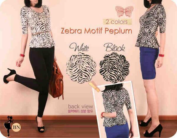 ImaaOcta's tweet image. #ARMUpdate Zebra Motif Peplum • IDR 62.000 • Bahan spandex korea fit L, Import !