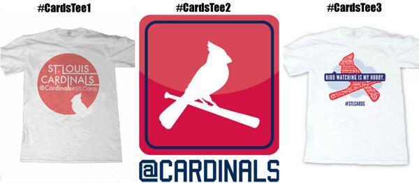 Cardinals's tweet photo. Which Cards t-shirt design would you like to see for Social Media Night? A) #CardsTee1 B) #CardsTee2 C) #CardsTee3 http://t.co/swWMlis4Ah