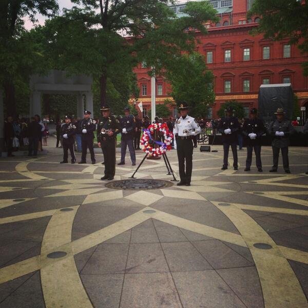 Honor Guard standing watch over the fallen at the National Law Enforcement Officer's Memorial. #npw2013