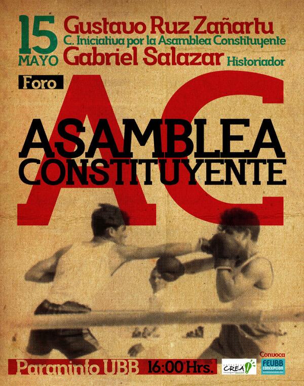 nelsonmunozs's tweet photo. Asamblea Constituyente en paraninfo @ubbchile , panelistas: Gabriel Salazar - Gustavo Ruz, convoca @feubb http://t.co/wlGnMJJf4d