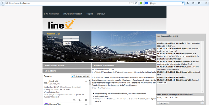 Screenshot: The website owner's perspective
