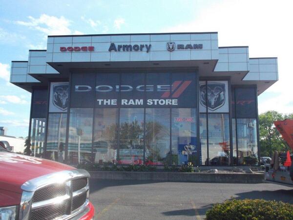 SaxtonInstaller's tweet photo. The new face of Albany's Dodge Ram Store  at Armory Garage http://t.co/s1WYM62mdX