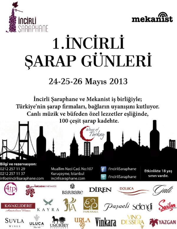 Incirli Şarap Günleri 24 Mayıs’ta başlıyor! 100farklı şarabın kadehte sunulacağı festivali kaçırmayın! <a href="/incirlisarap/">incirlisaraphane</a>