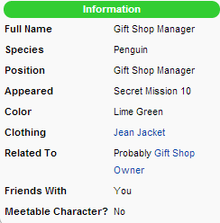Shop_ManagerCP's tweet image. Hey penguins here is a little information about me, but i still don't have the Jean Jacket or membership yet.