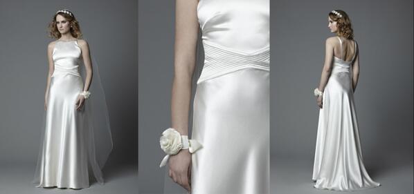 @circabrides Xanthe silk satin wedding dress three views tiara <a href="/LouisMariette/">Louis Mariette</a> pompom cuff <a href="/unconnstudio/">Sue Harris</a>