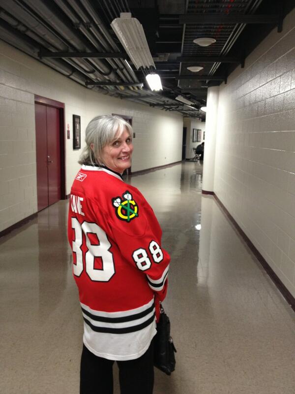 Momma Sharp made it to game 1. Hawks good luck charm. #WrongPatrickMom