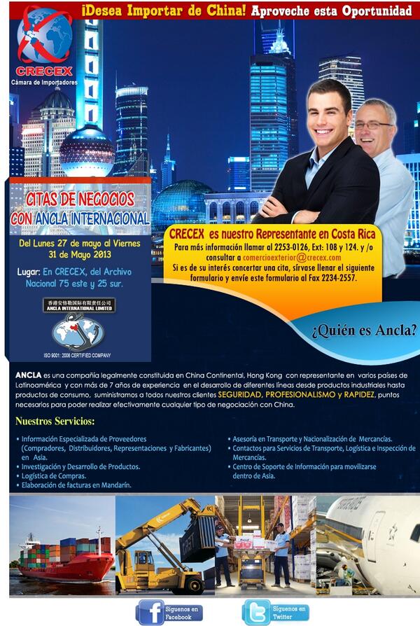 CRECEX_cr's tweet photo. Desea importar de China? contactenos: Camara Costarricense de importadores http://t.co/uW9ZlGQqTa