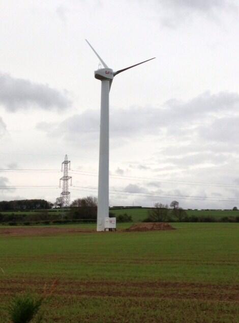 BritishEcoScot's tweet photo. We've only gone and installed the first C&amp;F 75kW wind turbines in the UK! #windturbines http://t.co/gixyxHausn