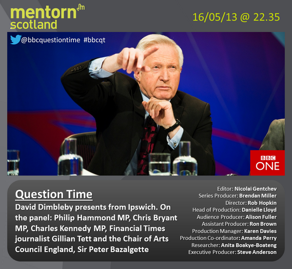 MentornMedia's tweet photo. BBC Question Time is back this evening at 22.35 on @BBCOne - http://t.co/g1MD6DM48q  #bbcqt http://t.co/2ahRD9Ze7Z