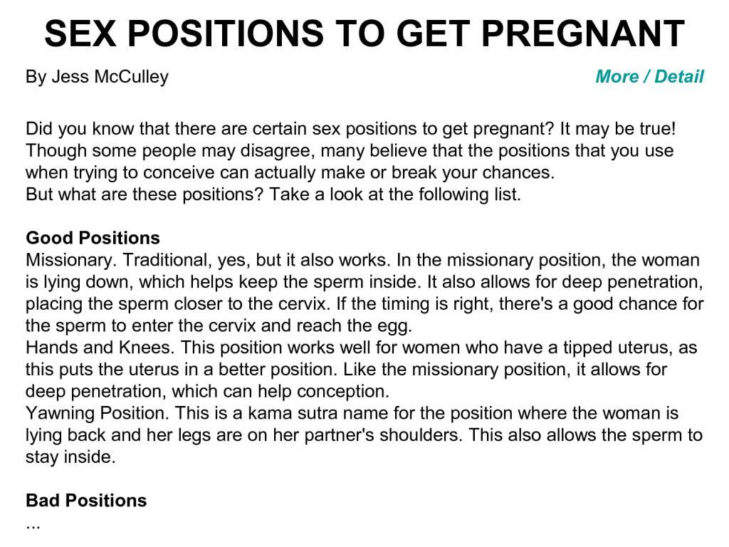 Lindsay On Twitter “itweetsexfacts Sex Positions To Get Pregnant 