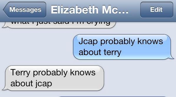 maddclaire19's tweet image. Hahahahahahahha oh us. #codewords #twistedsisters #whoseterry #whosejcap @little_betty_