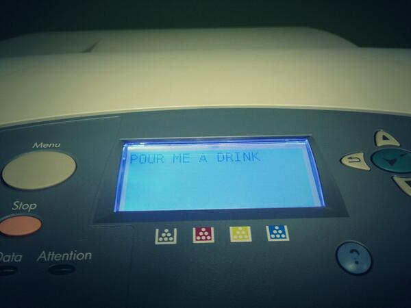 AmySudz's tweet photo. The printer at work has the right idea. Make that two. #weekendcountdown http://t.co/nd0LpMWMtX
