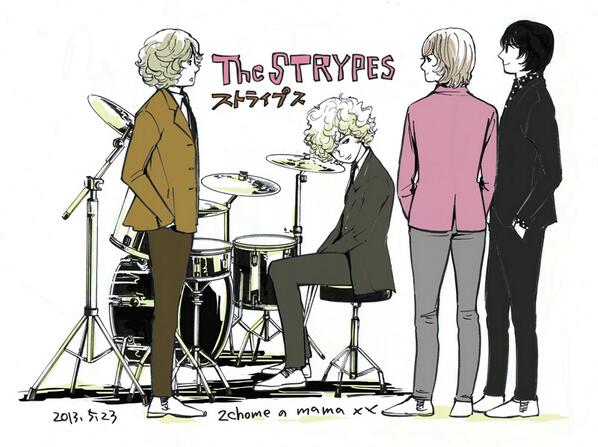 2丁目のママ The Strypes ストライプス 絵４ ドラムの前に座るevanを描きたくて バンドをやってる知人にドラム セットの基本構造を教えてもらって描いてみたけど 全体的に小さすぎた へ ドラムは再挑戦しよ へ Http T Co Ntepjb0kef
