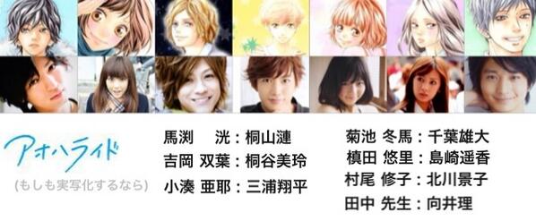 みかたん على تويتر アオハライドの実写化がイメージと違い過ぎるキャストで残念すぎて 自分的アオハライド実写版考えてみた 少しでも共感したらrt 笑 Http T Co Wfovg2rb6b