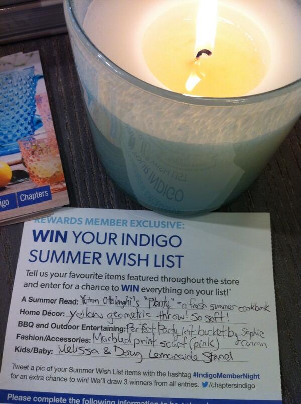 ScoutFor's tweet photo. #indigomembernight in full force #vancouver @chaptersindigo Enjoying this entry to summer. Hope I win my list :) http://t.co/oILQZPggJ4