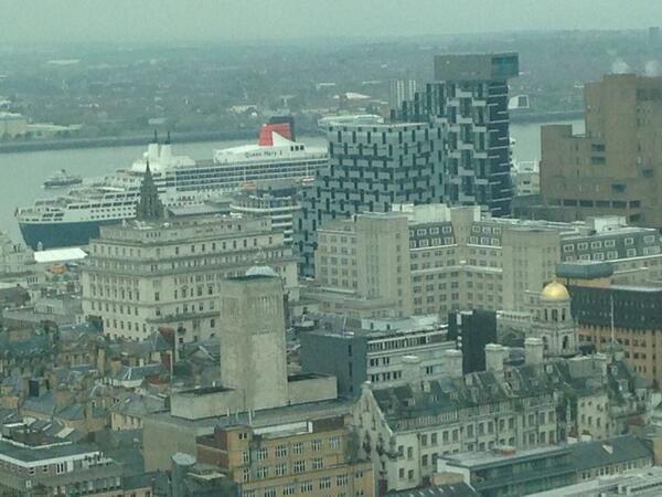 Welcome Queen Mary 2 moored in #liverpool City Centre today #qm2