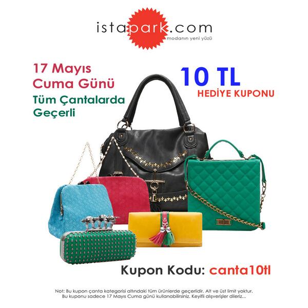 Kampanya!!! 17 Mayıs Cuma Günü Çanta kategorisindeki tüm ürünlerde geçerli 10 TL Hediye Kuponu. Kupon kodu: canta10tl
