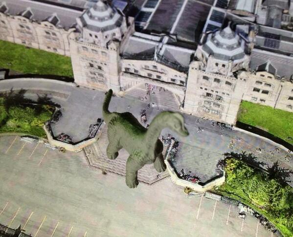 Dinosaur seen escaping from the Natural History Museum, London.