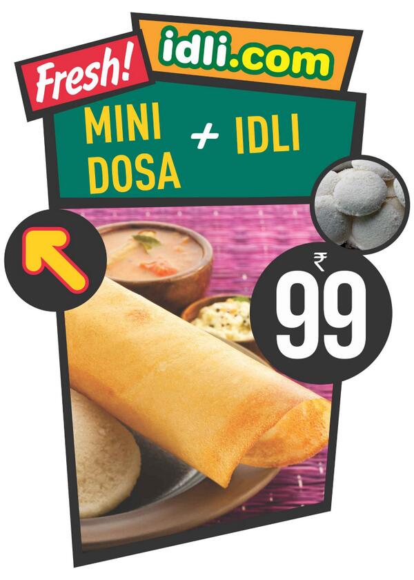 Start your day with a delicious meal at Idli.com only for Rs. 99/- located at Terminal 1B (Arrivals)