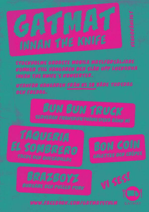 18.00 öppnar vi ute vid Hangaren idag. Strålande sol och massa mat. The Knife dag 2 here we go!
