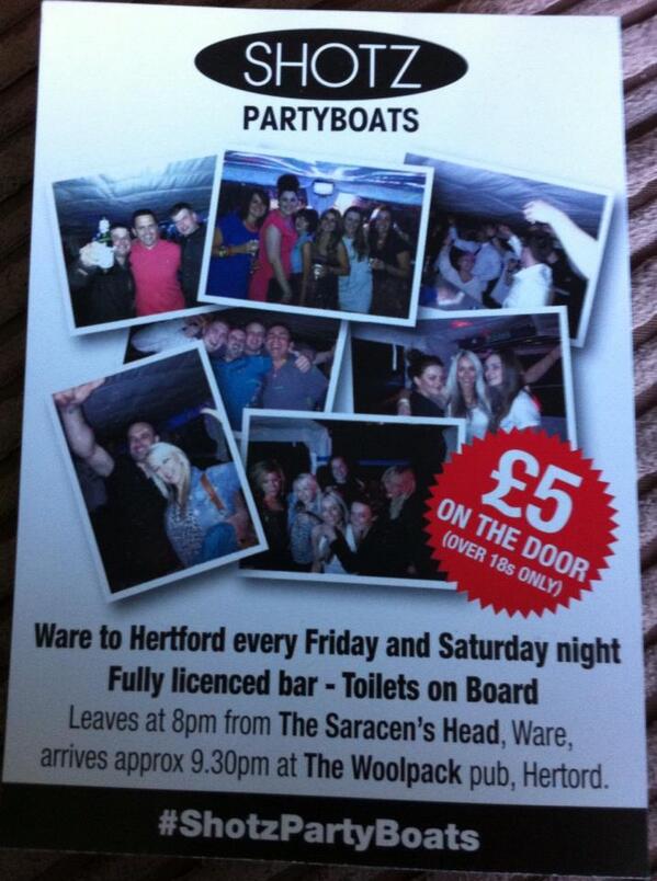 GeekyGrace's tweet photo. get yourself down to Ware this weekend and travel to Hertford in style on a Shotz party boat @ShotzPartyBoats http://t.co/IVXgkwVC3M