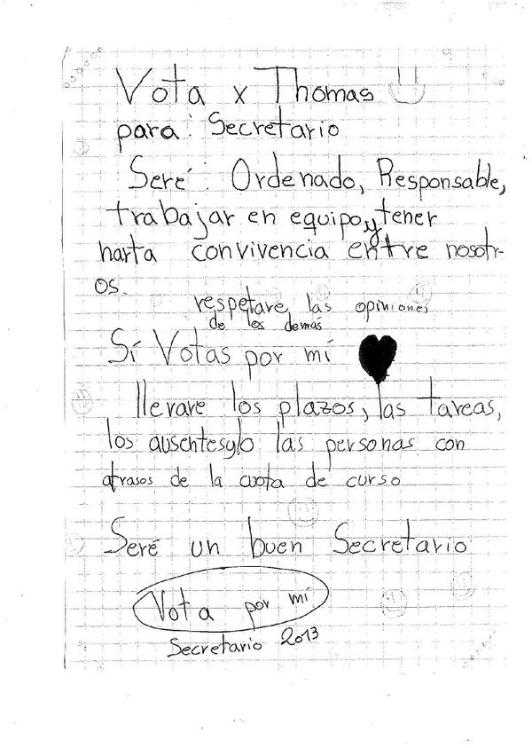 La entrada de mi hijo (10 años) a la politica.  Ganó.