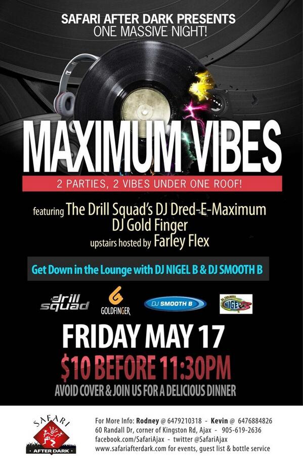 DrumsNFlatsAjax's tweet image. One Huge Party 2nite @SafariAjax #MaximumVibes @TheDrillSquad @nastiekev @fflex come early gonna b packed!