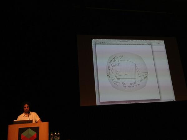 ireneros's tweet photo. . @moebio respects the "at least one cat per presentation" rule. #openvisconf http://t.co/vyKUV4UwON