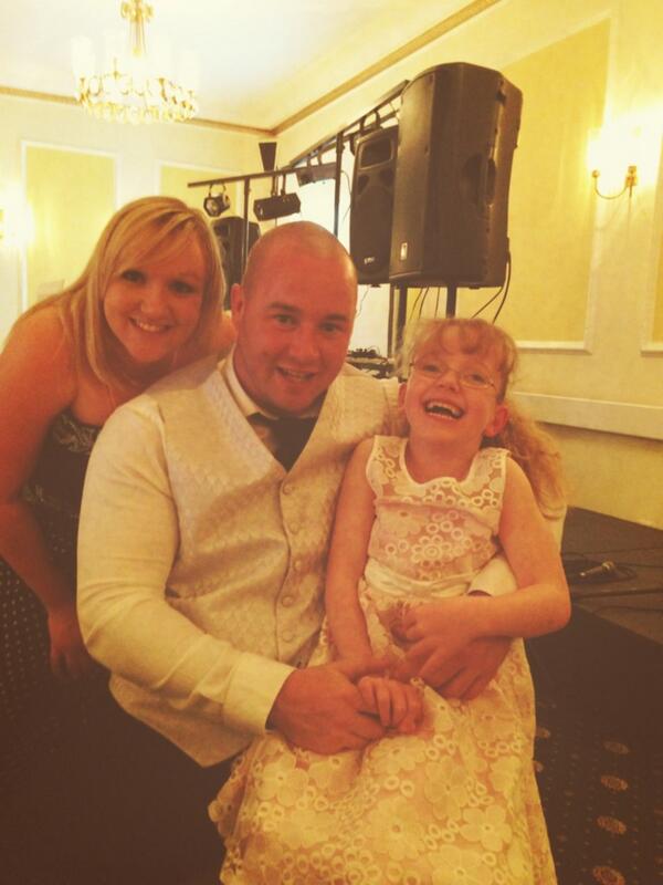 MyMagicLegs's tweet image. Sophie with her mum and dad, Mike and Gemma! Looking gorgeous in her dress!