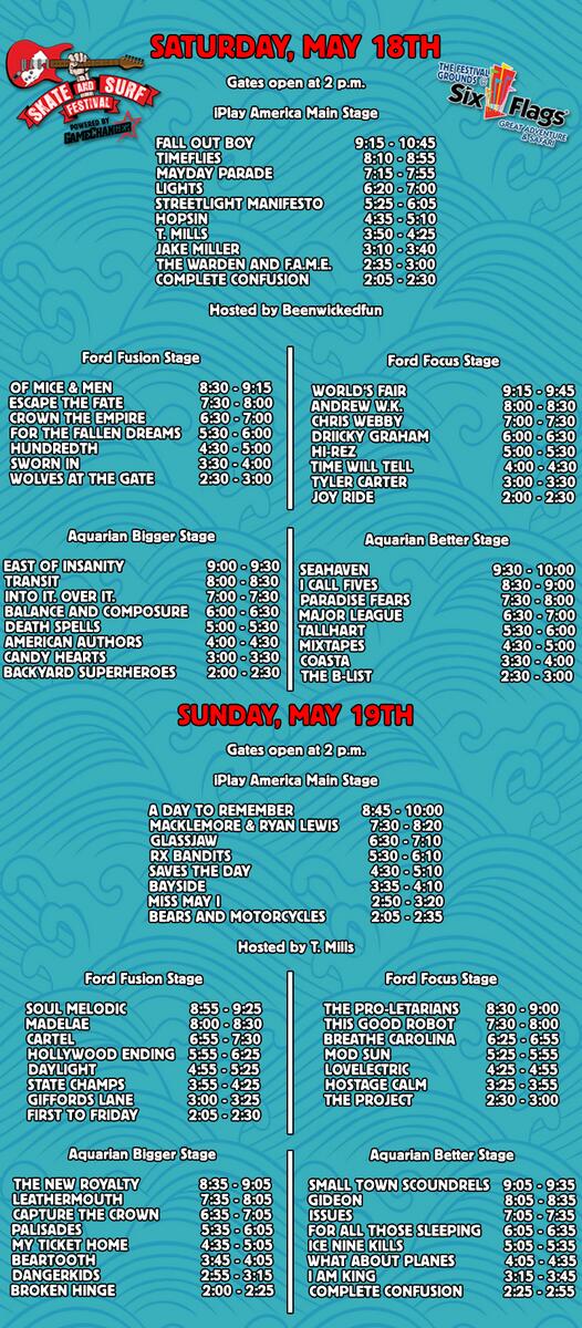 LeATHERMOUTH's tweet photo. plan accordingly. see you tomorrow. RT @SkateandSurf: THE OFFICIAL SET TIMES FOR @SKATEANDSURF FESTIVAL ARE RELEASED. http://t.co/BabM6v2wSA