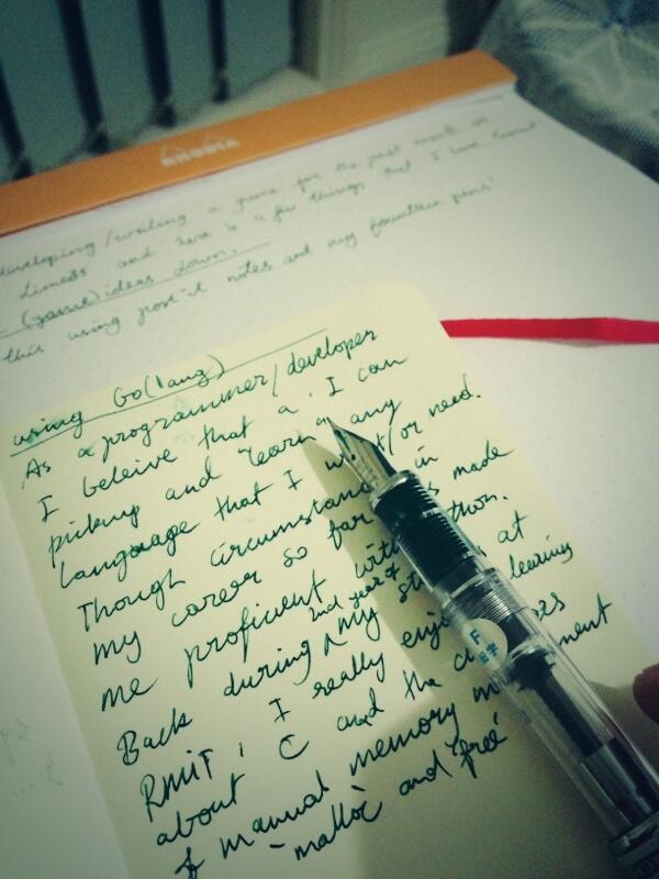 bulkanevcimen's tweet image. literally writing 2 blog posts.
I love writing with a fountain pen on good quality paper #nostalgia #golang #limejs