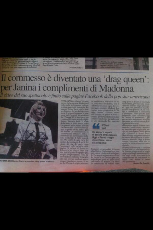 janinaStars's tweet photo. Oggi janinastars sul resto del carlino http://t.co/jHJKdRfq2l
