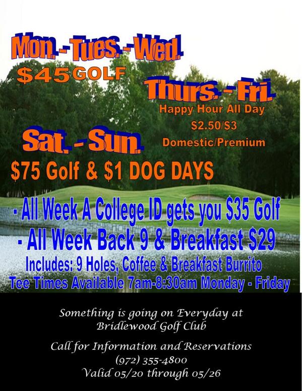 Come out to Bridlewood next week! Sun will shine! #golfweather