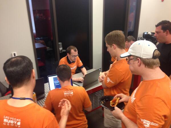 RubyWeekend's tweet image. Attack of the Orange Shirts! #VegasTech