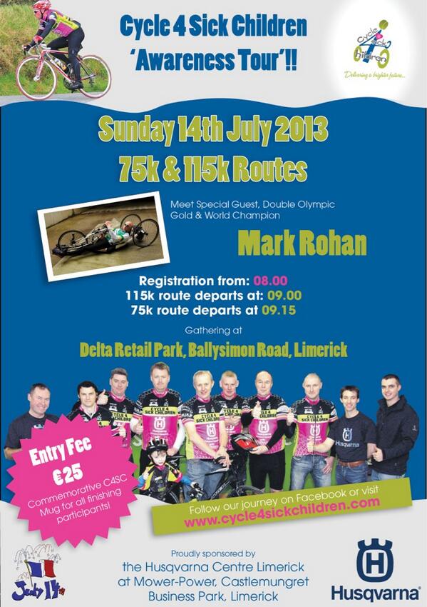 LiamMulcahyTSM's tweet image. @C4scCycling Awareness Tour @PaulKimmage @BikePure @ColiseumIE @turasbikes @Husqvarna_IRL . Please RT for support