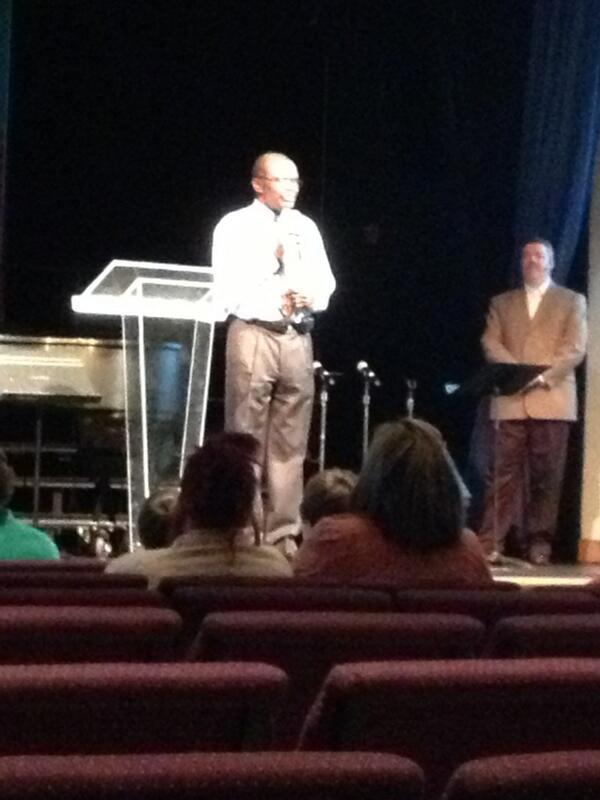 Pastor Leon sharing some thoughts with Fairmount Christian church this morning
