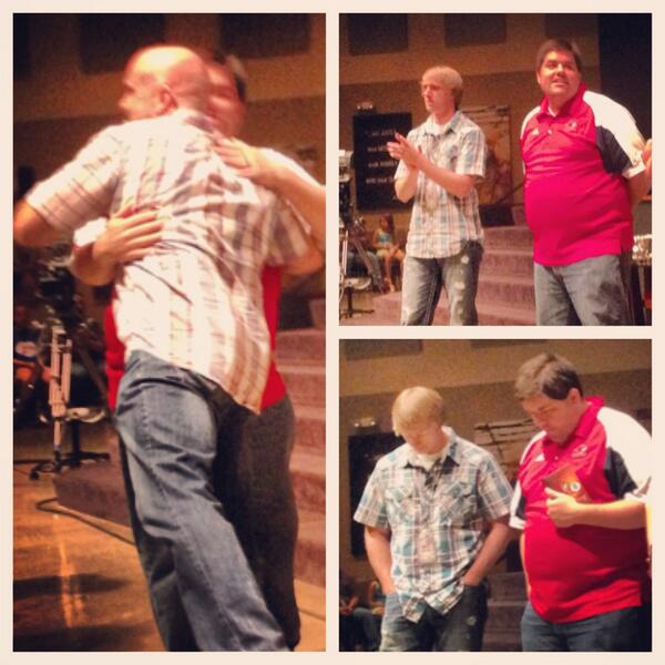 chrisnorman's tweet photo. Congrats @aaronthomas34 on graduation &amp; man-hug with @markdshook! http://t.co/7ksuDxEzVy