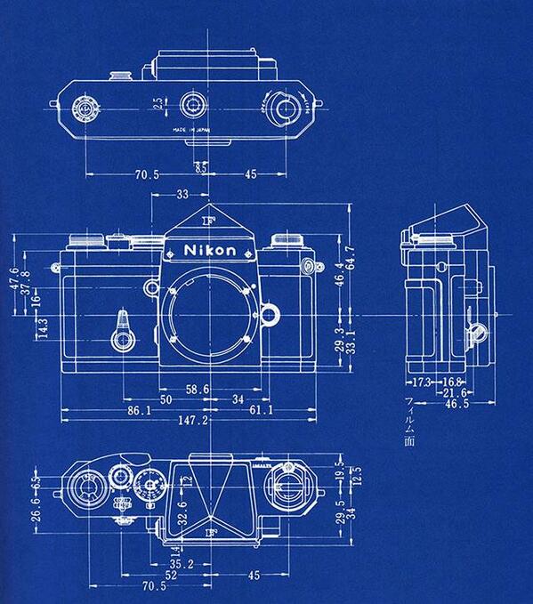 analogueworks's tweet photo. RT  "@FilmsnotDead: A Blueprint of a Nikon F! Via @shootingfilm #Filmsnotdead http://t.co/sUoFxrhiIs"