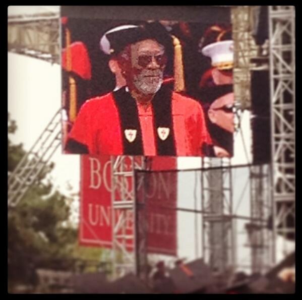 OnlyInBOS's tweet photo. "I have nothing new to say to you." - Morgan Freeman #BU2013 http://t.co/6uzbsAs2t6