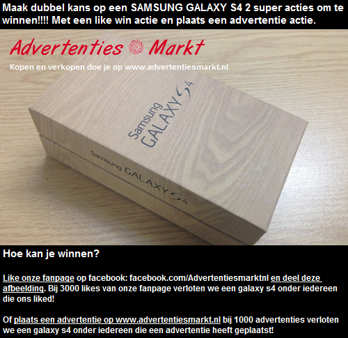 advertentiesmar's tweet image. Volg @advertentiesmar en retweet deze win een SAMSUNG Galaxy S4 actie!