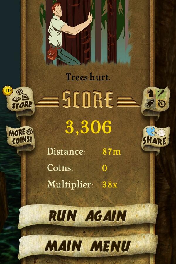 jlwitkowski's tweet image. I got 3,306 points while escaping from demon monkeys. Beat that! bit.ly/TempleRunGame #TempleRun