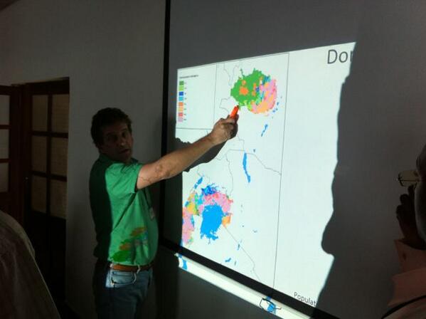 Working in teams to define possible #humidtropics action sites using maps and a 'soft' indicators. Lots of debate.