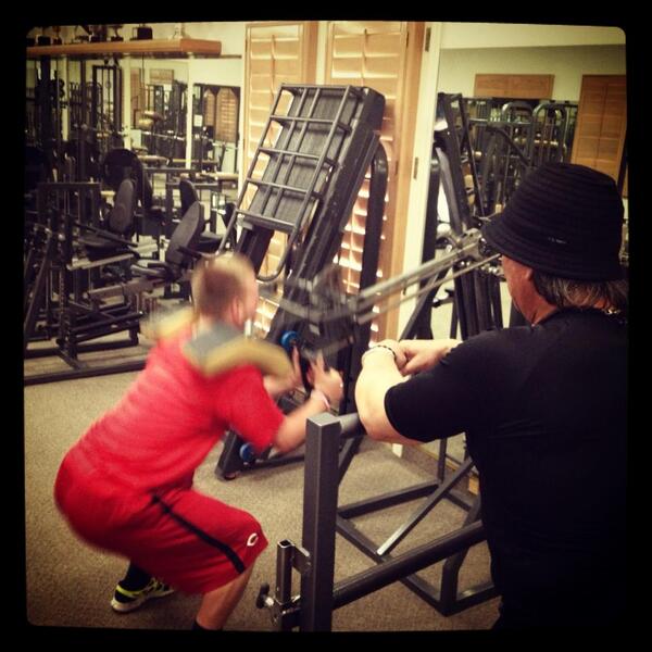 Our own Alex Verdugo P | OF put in some work with #AndreAgassi's trainer, #GilReyes, this past weekend. #TeamUSA